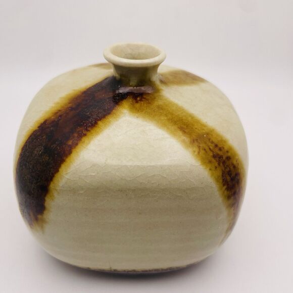 Takahashi San Francisco Glazed Pottery Flat Bottom Square Bud Vase Made in Japan - Picture 5 of 8